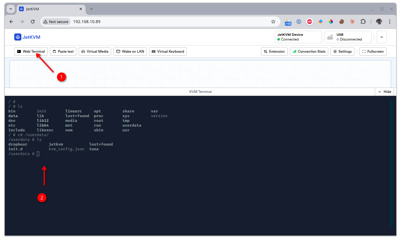 JetKVM terminal